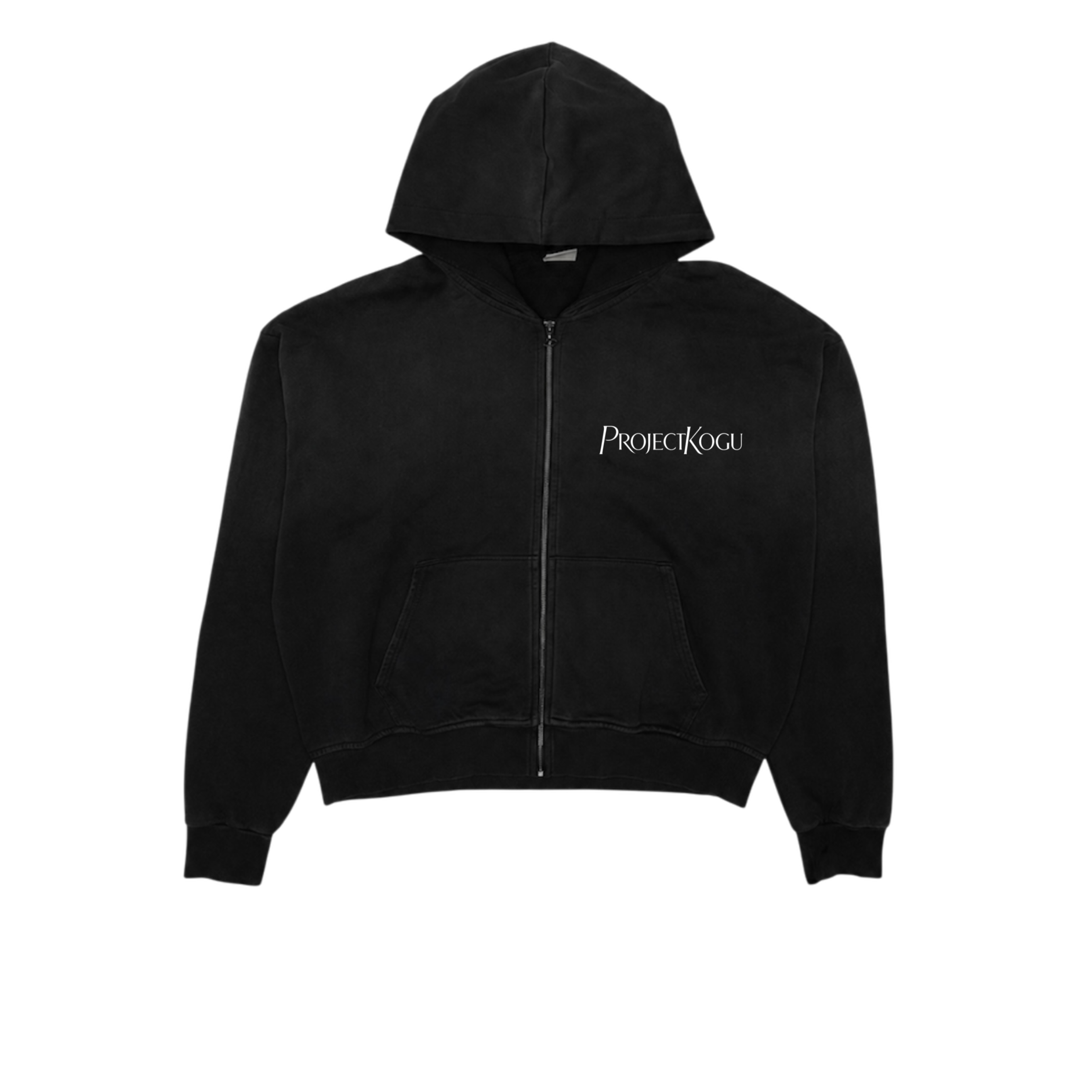 “BASIC LOGO ZIP-UP HOODIE BLACK”